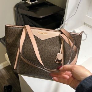 Michael Kors shoulder bag brown with light pink rose gold hardware